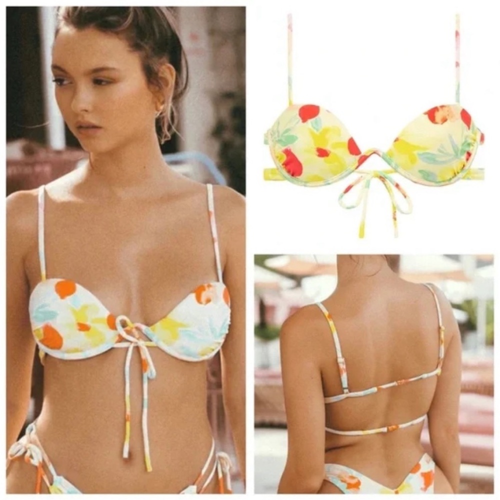 Montce Helena Floral Bikini Top Sz Lg